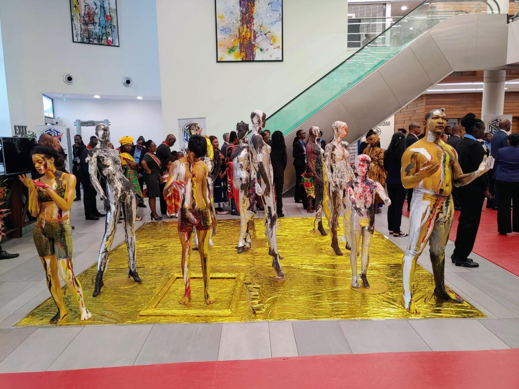 Human statue performance at 43rd CARICOM Heads of State Conference