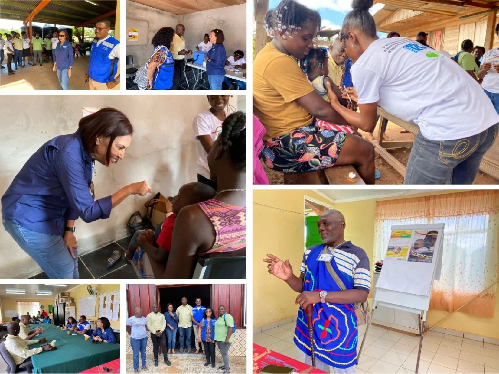 Collage of the immunization activity at Brownsweg