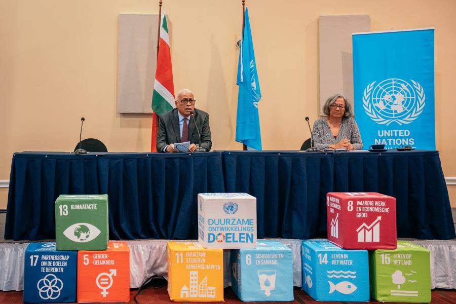 Minister Tjong-Ahin providing remarks during National Climate Agreement